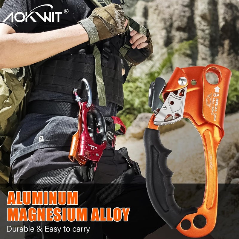 AOKWIT UIAA & CE Certified Rope Ascender Aluminum Alloy Rock Climbing Gear Strong Rigging Rappelling Equipment for Rock Tree Climbing Arborist Rescue Mountaineering Caving - Image 2
